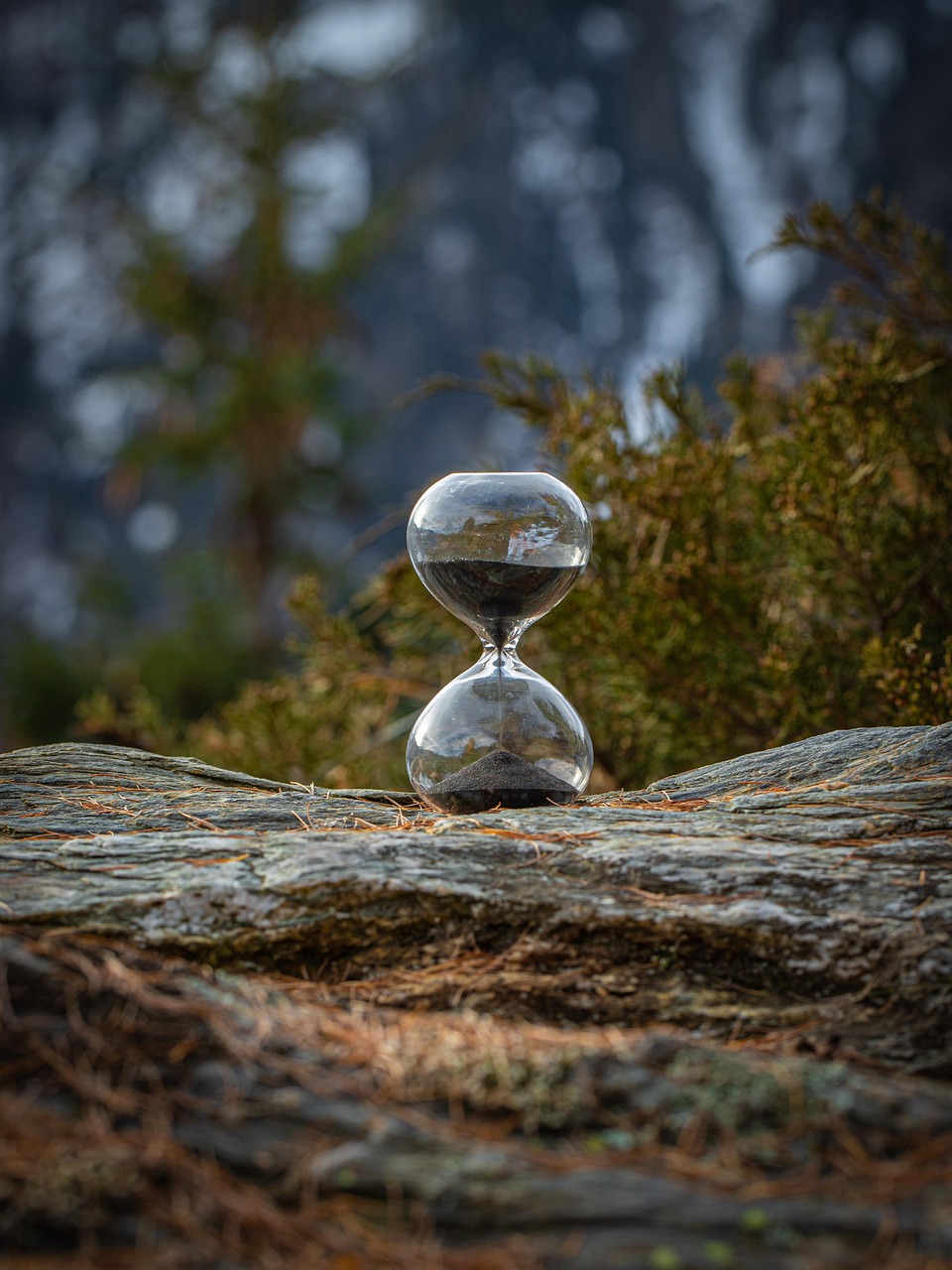 hourglass, time, rock, stone, transience, countdown, hour, sand